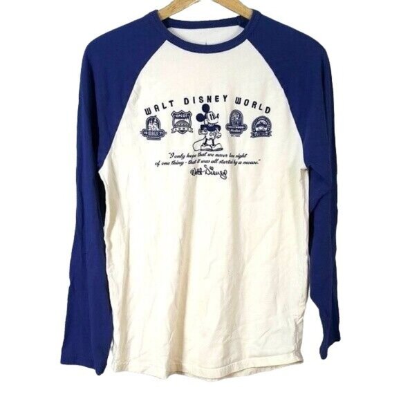 Disney Parks Raglan T Shirt Cream Small Embroidered Walt Quote Only Hope Sight - Picture 1 of 6